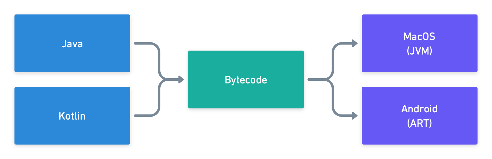 JVM languages, compiled to intermediate bytecode, to run on the JVM