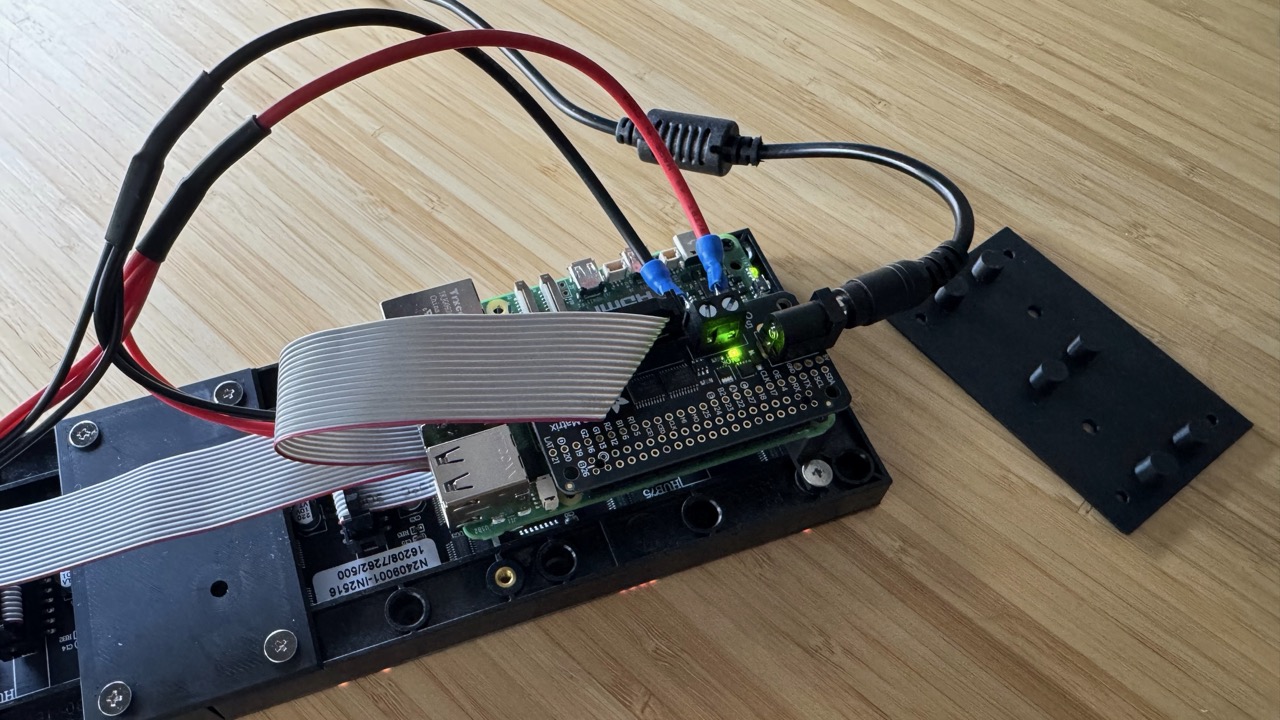 Raspberry Pi 5 wired to the back of the LED matrix panel