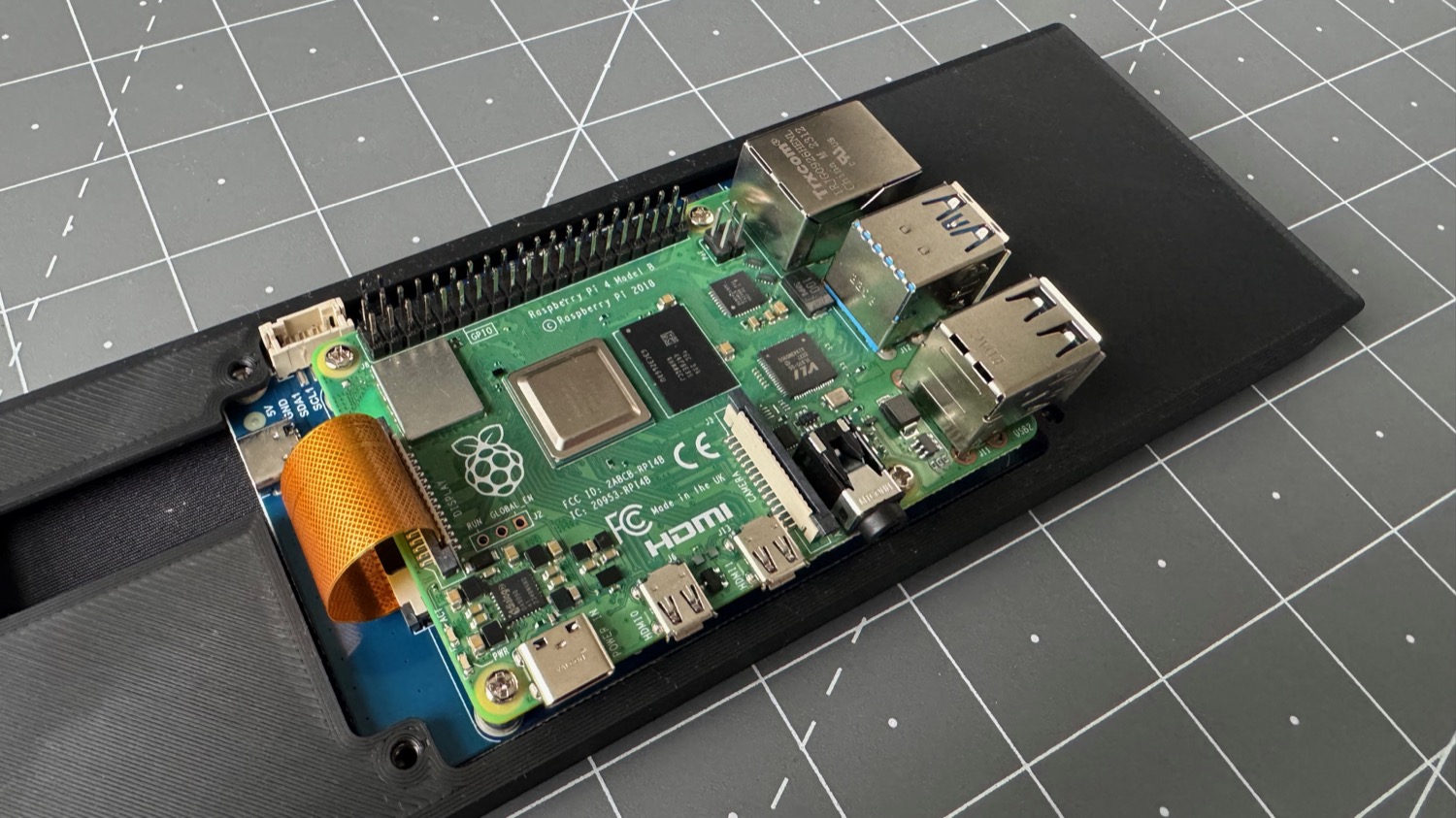 Raspberry Pi 4 mounted to the back of the display